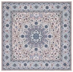 SAFAVIEH Traditional Rug Ideal for High Traffic Areas - Machine Washable and Non Slip - Tucson Collection, Short Pile, in Green and Beige, 183 X 183 cm