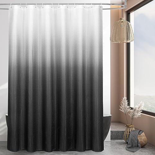 MitoVilla Black White Shower Curtain 72 x 78, Long Fabric Shower Curtains for Modern Luxury Bathroom Decor, Heavy Duty Hotel Cloth Shower Curtains 78 inch Long, Black Ombre