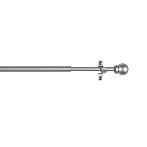 CINTACOR - Decorative Extendable Window Curtain Rod, Metal with Screws and Supports, Adjustable Rod - Diameter 10 mm - Colour: Grey Sphere 70-120 cm
