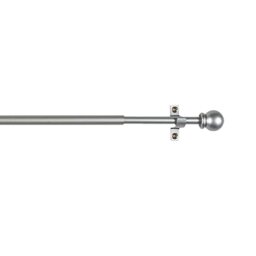 CINTACOR - Decorative Extendable Window Curtain Rod, Metal with Screws and Supports, Adjustable Rod - Diameter 10 mm - Colour: Grey Sphere 70-120 cm