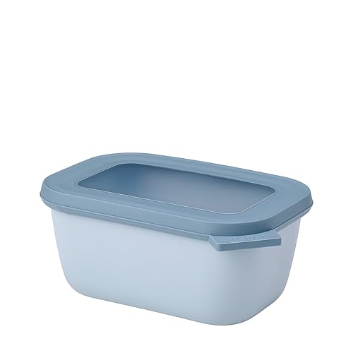 Mepal ??? Multi Bowl Cirqula Rectangular ??? Food Storage Container with Lid - Suitable as Airtight Storage Box for the Fridge & Freezer, Microwave Container & Servable Dish ??? 750 ml ??? Nordic blue