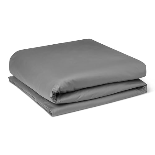 Amazon Basics Single Duvet Cover, 100% Cotton Sateen 400 Thread Count, Super Soft with Button Closure, 135 x 200 cm, Dark Grey