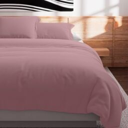 Soleil d'Ocre, Plain Cotton Duvet Cover 57 Thread Count 240 x 220 cm Old Pink