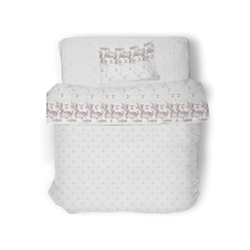GEMITEX Cotton Bed Set, 100% Cotton, Breathable, Free of Harmful Substances, Certified Quality Standard 100 by OEKO-TEX Confidence in Textile, Double Bed, G12/Grey, Designed in Italy