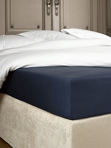 De Witte Lietaer Bumblebee Luxury Percale Cotton Fitted Sheet, Cotton, Bleu Marine Encre, 140 x 200 x 30 cm