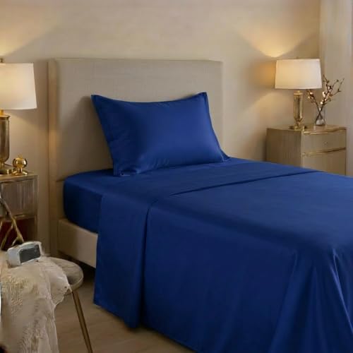 Jenny Ses??l Single Bed Linen Set, Cotton, Made in Italy, Royal Blue - Durable
