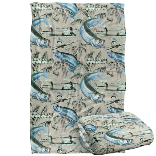 Jq Licensing - Jl-Jp-Jq Tarpon Tiki Fishing Pattern 2 Silky Touch Super Soft Throw Blanket 91 x 147 Cm