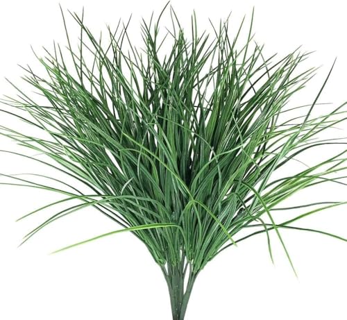 Artificial Grass Plants Wheatgrass Indoor Outdoor UV Resistant Greenery Shrubs Planters Wedding Hanging Home Garden Decoration Green 8 Pack