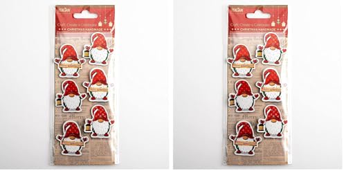 4cm Merry Christmas Nordic Santa Christmas Craft Decorations - Self Adhesive (6 pcs) (Pack of 2)