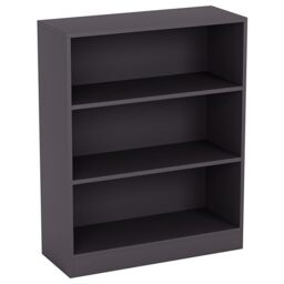 Vida Designs Cambridge 3 Tier Low Bookcase, Grey Wooden Shelving Display Storage Unit Office Living Room Furniture