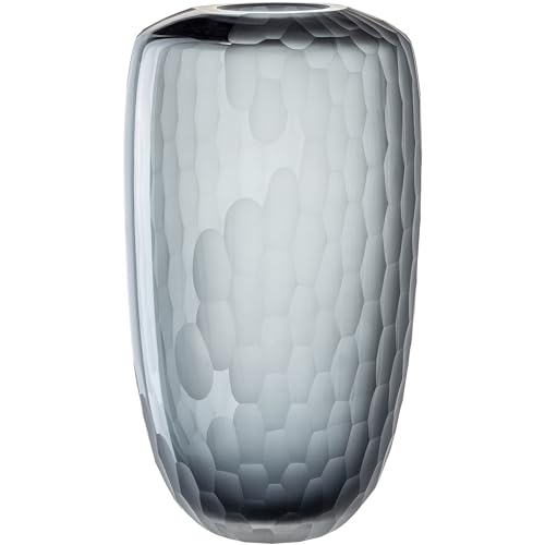 Leonardo Bellagio 036449 Decorative Vase Made Glass with Exterior Structure Handmade Height 37 cm Diameter 20 cm Anthracite