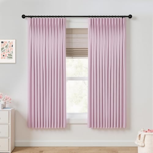 Mrs.Naturall Pink Kitchen Curtains 42x45 Inch Length for Small Blackout Curtains