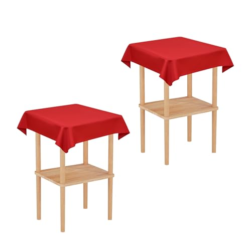 Wolkemer 2 Pack 24x24 Inch Small Square Tablecloth Washable Table Cloth - Reusable Polyester Fabric Table Cloth, Solid Red Table Cover for Nightstand, End Tables, Side Tables, Coffee Tabletop
