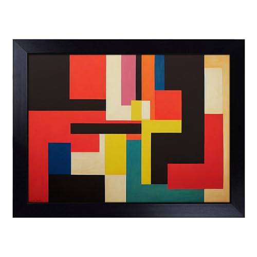 Lap Tray with Bean Bag Cushion, Modern Bauhaus Art Abstract - Handmade in the UK, Raised Wooden Edge, Padded Cushion, Heat-Resistant Wipe-Clean Surface, for Meals, Laptops and Crafts