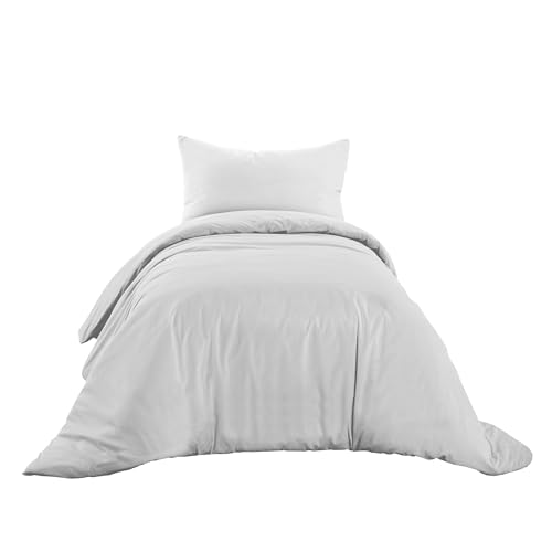 Ruggeri Single Duvet Cover Set, Cotton, White - 1 x sleeping bag 150 x 200 cm with 40 cm cuff, 1 x pillowcase 50 x 80 cm with 20 cm bag closure