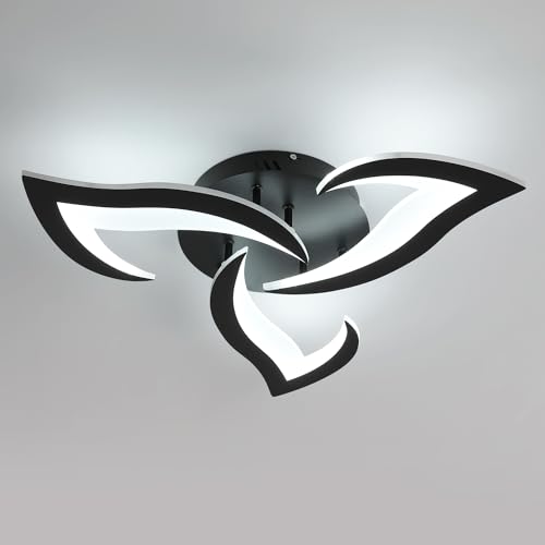 Comely LED Ceiling Light, Modern Acrylic Ceiling Lamp 33W 3712LM, Cool White 6500K, Ceiling Lighting Fixture, for Bedroom Living Room, Dia 52cm, Black