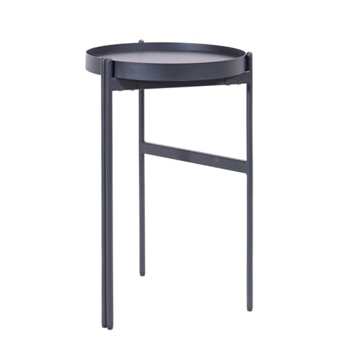 Platter Coffee Side Table, Steel Frame, Black, 40 x 40 x 63 cm
