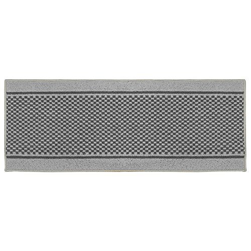 JVL Bologna Latex Backed machine Washable Entrance Runner Mat, Light Grey, Dark Grey, Polypropylene/Latex, Light Grey/Dark Grey, 150 x 57 x 1.2 cm