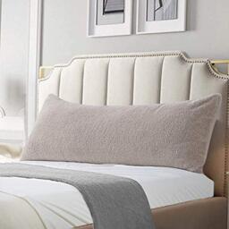 "Reafort Ultra Soft Sherpa Body Pillow Cover/Case with Zipper Closure 21""x54"" (Taupe, 21""X54"" Pillow Cover)"