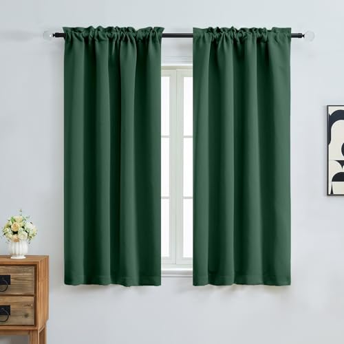 OVZME Christmas Green Blackout Curtains for Bedroom 63 Inch Length 2 Panels, Protect Privacy Thermal Insulated Curtains for Bedroom, Dual Rod Pocket Window Treatments Blackout Drapes, 2x40Wx63L Inches
