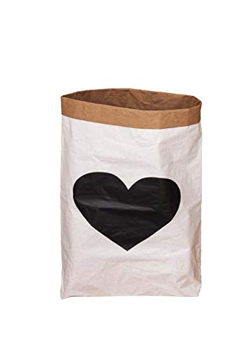 Homemania Basket, Kraft Paper, Vinyl, White, Black