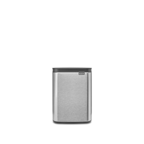 Brabantia - Bo Waste Bin 4L - Small & Stylish Rubbish Bin - Easy Open and Soft Closing Lid - Hygienic & Space Efficient - Wall Mountable - for Bathroom, Toilet, Bedroom - Matt Steel FPP