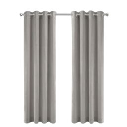 LW Collection Eyelet Curtains Grey Velvet 140x175cm - eyelet ring - eyelet curtains - curtains blackout – room darkening – curtains for bedroom – living room – noise reducing – standard size