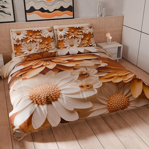 PETTI Artigiani Italiani - Maxi Double Duvet Cover Set 240 x 220 cm (2 Pillowcases 80 x 80 cm Included), Microfibre Duvet Cover Set with Digital Floral Print 05 2 - Made in Italy