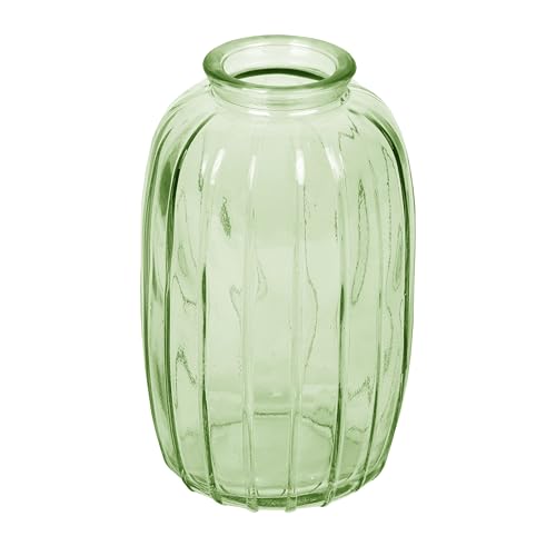 Talking Tables Green Glass Bud Vase for flowers, stylish single stem elegant wedding table centrepiece decorations window sill decor, garden parties, summer dining, mantle styling, and gifting 12cm