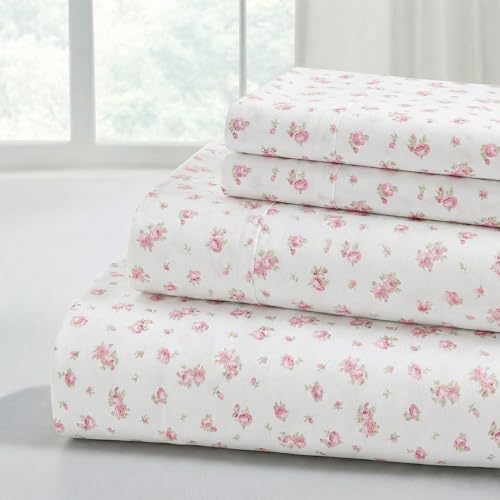Modern Threads Soft Microfiber Printed Bed Sheets - Luxurious Includes Flat Sheet, Fitted Sheet with Deep Pockets, & Pillowcases Ivory Full