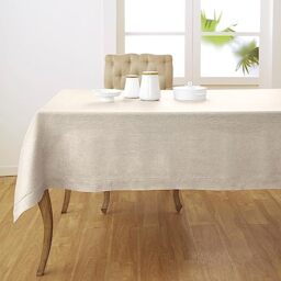 Solino Home 100% Pure Linen Tablecloth Light Natural Hemstitch, 60 x 120 in - Classic Hemstitch Table Cloth For Fall, Thanksgiving & Christmas Dining, Home Decor, Indoor & Outdoor Use, Parties, Gifting