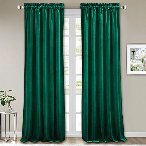 StangH Emerald Green Velvet Curtains 84 inches - Christmas Holiday Decor Plush Blackout Thermal Insulated Window Curtains Drapes for Living Room, W52 x L84, 2 Panels