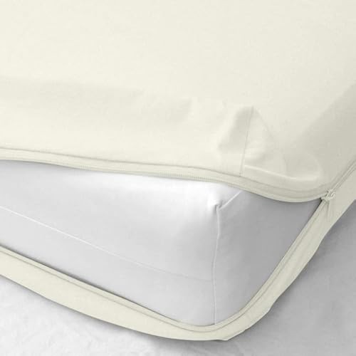 Shreem Linen Zipper Fitted Sheet -16 Inch Extra Deep Pocket, Soft Brushed Microfiber Bottom Sheet, Wrinkle, Shrink & Fade Resistant, Hotel Quality, Ivory, Twin