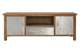 Premier Housewares Shoreditch Media Unit, MDF/Fir Wood/Aluminium, Brown