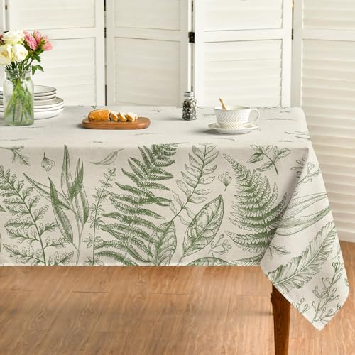 Horaldaily Spring Tablecloth 60 x 140 Inch Rectangular Plants Wild Fern - Beige Washable Table Cover for Party Picnic Dinner Decor