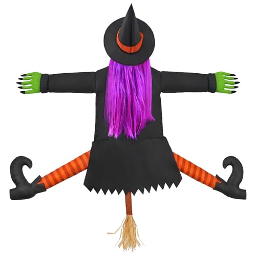 "BABYLIAN 54.3"" Large Crashing Witch Into Tree,Halloween Haunted Yard or House Prop Decoration, Halloween Party Supplies for Indoor Outdoor Patio Lawn Garden Decor"