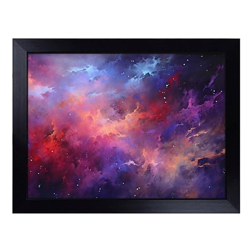 Lap Tray with Bean Bag Cushion, Galaxy Abstract - Handmade in the UK, Raised Wooden Edge, Padded Cushion, Heat-Resistant Wipe-Clean Surface, for Meals, Laptops and Crafts
