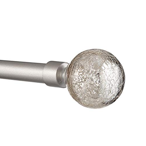 "Exclusive Home Curtains Aged Sphere Curtain Rod and Finial Set, Iron, Matte Silver, 36"" to 72"""