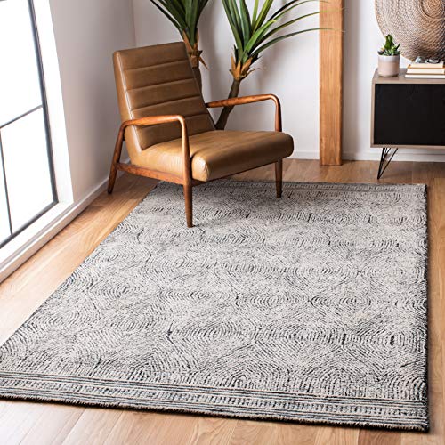 Safavieh Contemporary Rug for Living Room, Dining Room, Bedroom - Abstract Collection, Short Pile, in Black and Ivory, 122 X 183 cm