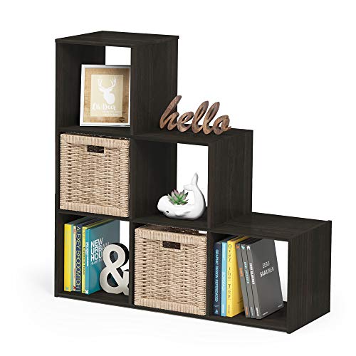 Furinno PELLI Book Shelf, 3-2-1 Bookshelf, Cube Storage Organizer Cabinet, 11.8 x 36 x 35.6, for Living Room, Bedroom, Home Office, Espresso