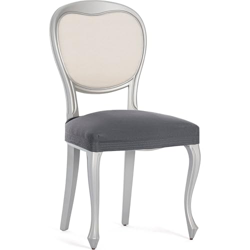 ECOMMERC3 - Pack of 2 Breathable Bi-Elastic Chair Covers ??? 2 Dark Grey Chair Covers Fit Protection Against Daily Wear, Easy to Put on and Remove