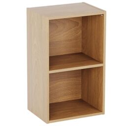 Vida Designs Oxford 2 Tier Cube Bookcase, Oak Wooden Shelving Display Storage Unit Office Living Room Furniture