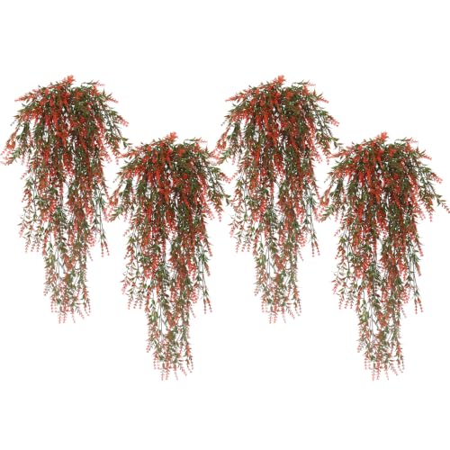 RECUTMS 4Pcs Artificial Fall Lavender Fake Hanging Plants for Outdoors - Fake Fall Baskets,UV Resistant,Plastic Greenery,for Home,Room,Farmhouse,Porch,Wedding,Thanksgiving Day,Indoor,Decor(29in)