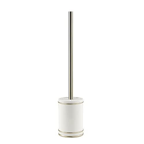 Gedy Olimpia Toilet Brush Toilet, Resin, blanco-oro, 9.5 x 9.5 x 45