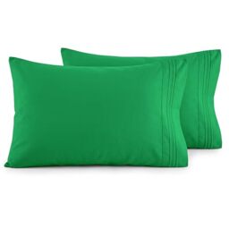 Elegant Comfort Luxury Ultra-Soft 2-Piece Pillowcase Set - 1500 Premium Hotel Quality Microfiber Double Brushed - Wrinkle Resistant, King Size, Emerald Green