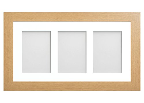Frame Company Watson Beech Multi-Aperture Photo Frame with Mount, 20x10 for 7x5(x3 portrait) * Choice of Frame Colour and Mount Design* NEW