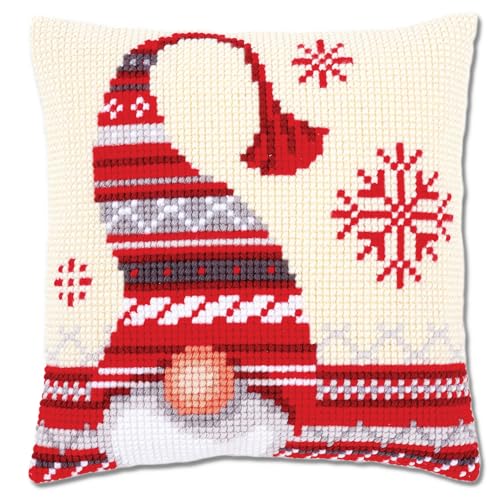 Vervaco Cross Stitch Kit: Cushion: Christmas Elf 1, COTTON, NA, 40 x 40cm