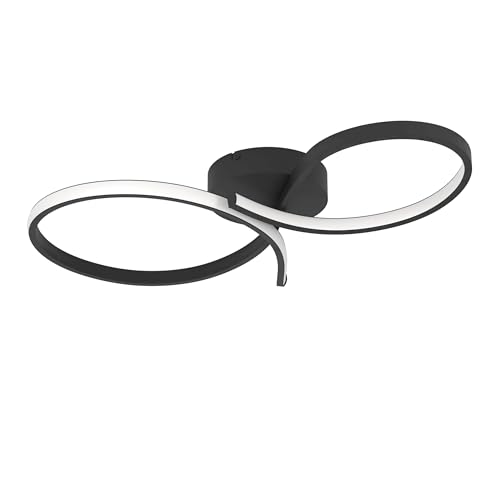 Eglo LED Ceiling lamp Serpins, Curved Ceiling Light Fitting, Living Room Lighting Made of Metal in Black and Plastic in White, Warm White, 34 x 60 cm