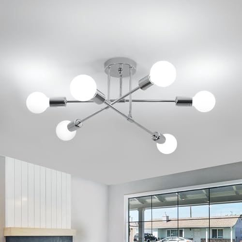 Comley Modern Chandelier Light Fixtures, Chrome Adjustable Lights E27