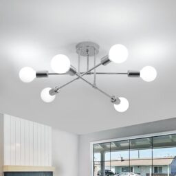 Comley Modern Chandelier Light Fixtures, Chrome Adjustable Lights E27